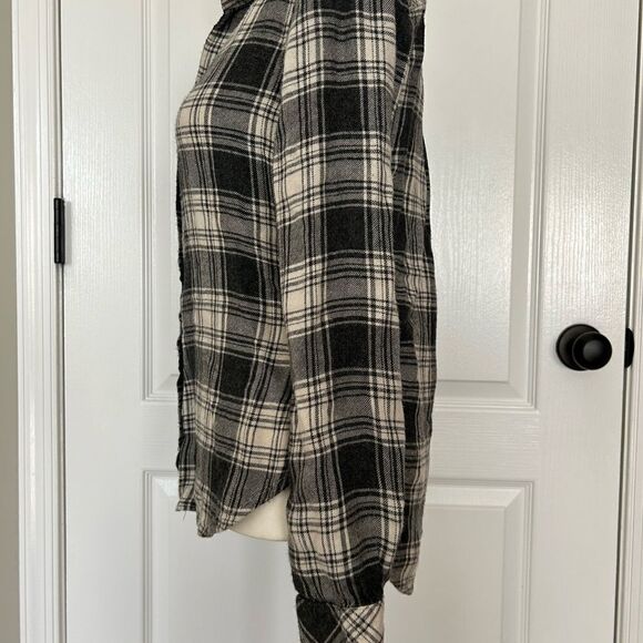 Bella Dahl Women’s Gray Plaid Button Down Flannel 100% Rayon Size Extra Small - Picture 2 of 11